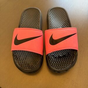 Nike Coral Slide Sandals with Black Swoosh